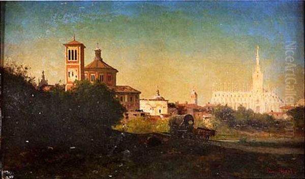 Vue De La Cathedrale De Milan Oil Painting by Germain Fabius Brest