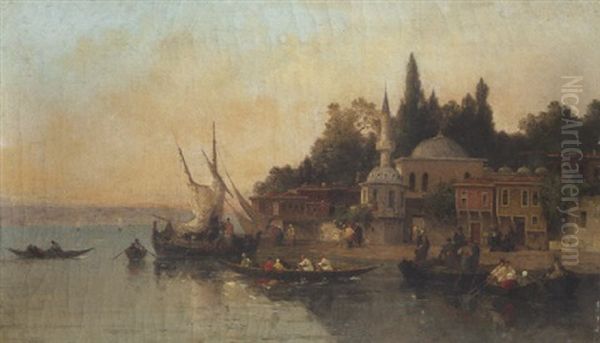 Au Bord Du Bosphore Oil Painting by Germain Fabius Brest