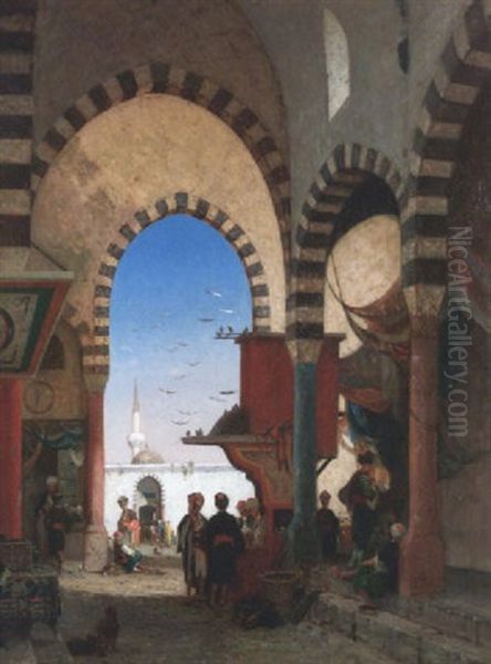 Marchand De Limonade Au Bazar De Constantinople Oil Painting by Germain Fabius Brest