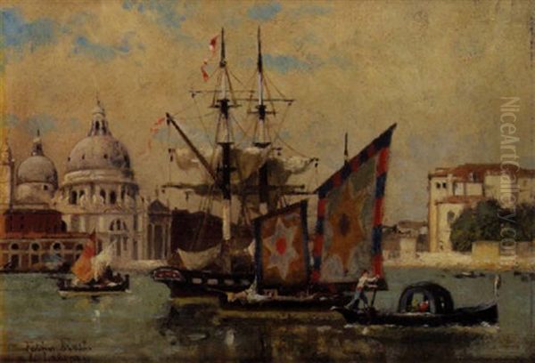 Venise, Jour De Fete Devant La Salute Oil Painting by Germain Fabius Brest