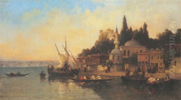 Vue De L'ermigan Sur Le Bosphore Oil Painting by Germain Fabius Brest