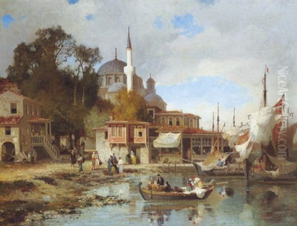 Sur Les Bords De Bosphore Oil Painting by Germain Fabius Brest