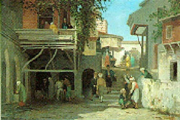 Street Scene In Turkey Oil Painting by Germain Fabius Brest