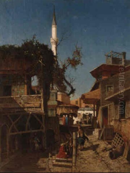 Carrefour De Sainte Sophie A Constantinople Oil Painting by Germain Fabius Brest