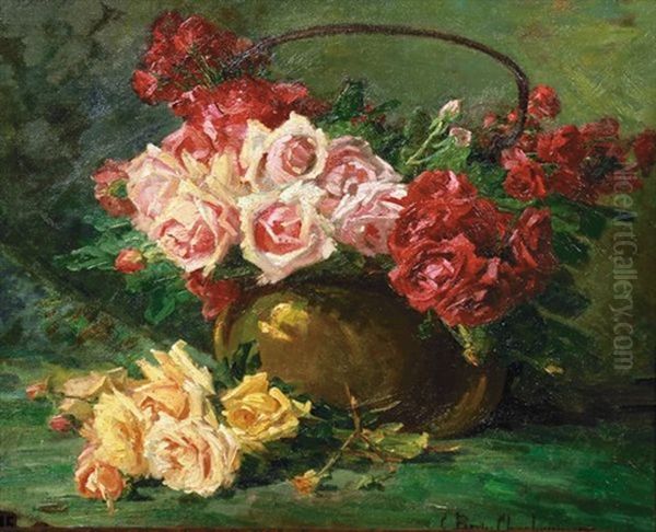 Les Roses Oil Painting by Claudia-Julia Bret-Charbonnier