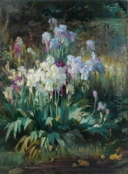 Les Iris Oil Painting by Claudia-Julia Bret-Charbonnier