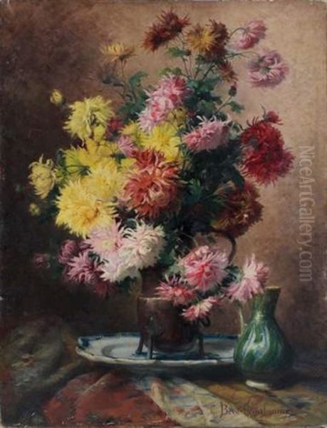 Bouquet De Dalhias Oil Painting by Claudia-Julia Bret-Charbonnier