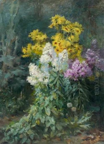 Bosquet Fleuri Oil Painting by Claudia-Julia Bret-Charbonnier