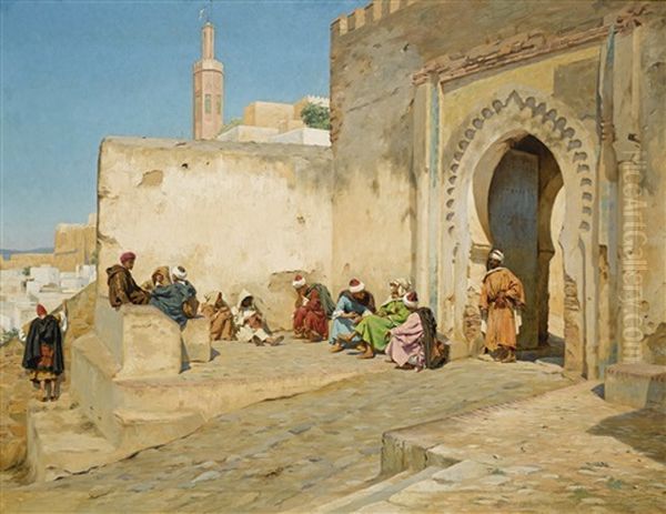 The Kasbah Gate, Tangiers Oil Painting by Georges Bretegnier