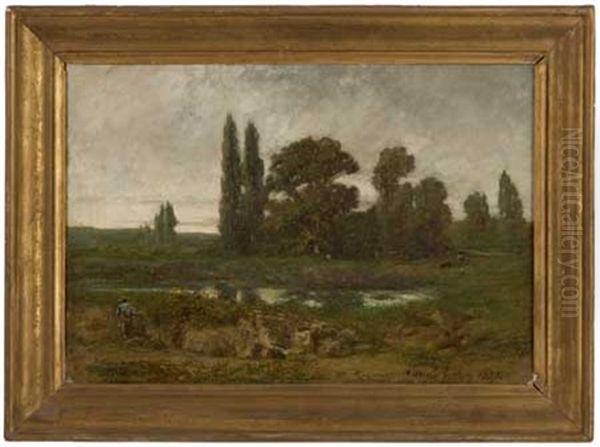 Paysage Au Chasse Oil Painting by Emile-Adelard Breton