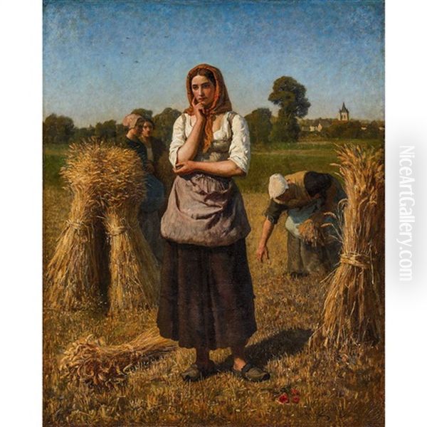 Jeune Paysanne Pensive Oil Painting by Jules Breton