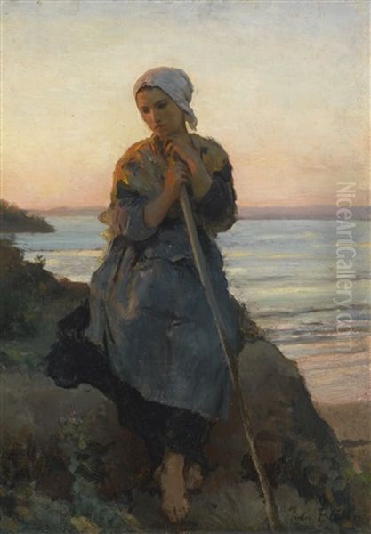 Bergere De Douarnenez Oil Painting by Jules Breton