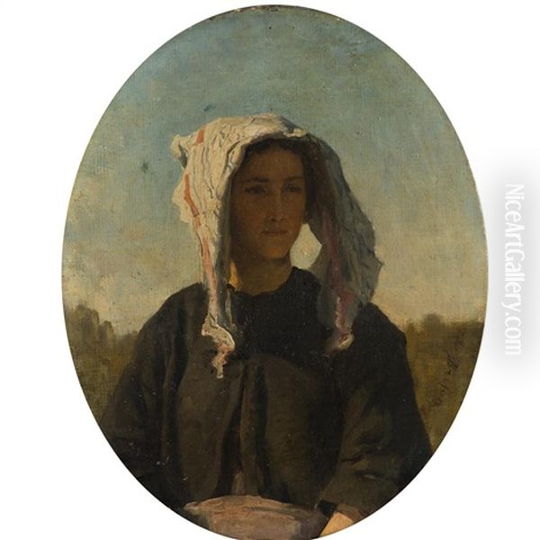 Portrait De Jeune Paysanne Oil Painting by Jules Breton