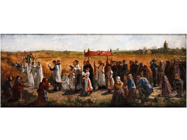 Prozession Zur Kornernte Oil Painting by Jules Breton