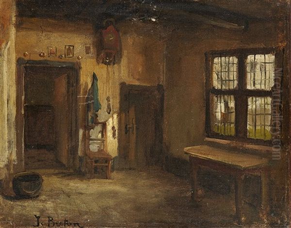 Interieur De Maison De Village En Flandres Oil Painting by Jules Breton