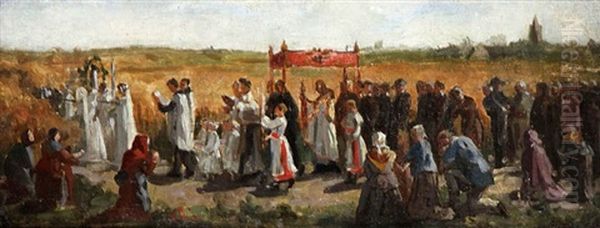 La Benediction Des Bles Oil Painting by Jules Breton