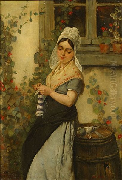 Het Naaistertje by Jules Breton