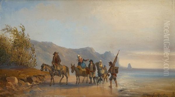 Pecheurs En Bord De Mer Oil Painting by Jules Breton