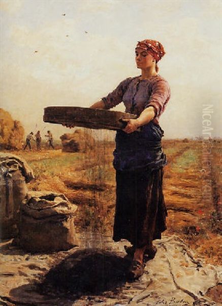 Cribleuse De Colza Oil Painting by Jules Breton