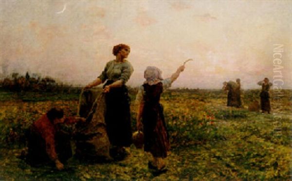 La Fin Du Travail Oil Painting by Jules Breton