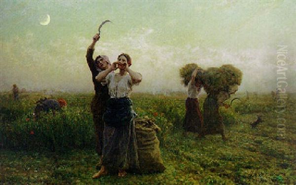 L'appel Du Soir Oil Painting by Jules Breton