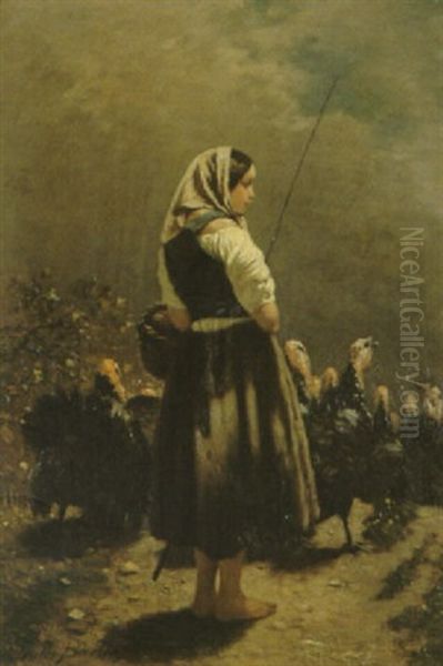 La Gardeuse De Dindons Oil Painting by Jules Breton