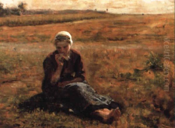 Le Gouter Oil Painting by Jules Breton