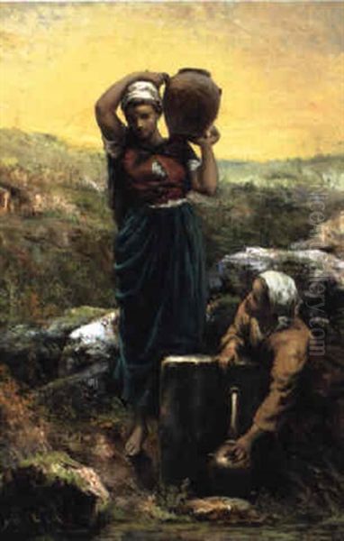 La Fontaine Oil Painting by Jules Breton