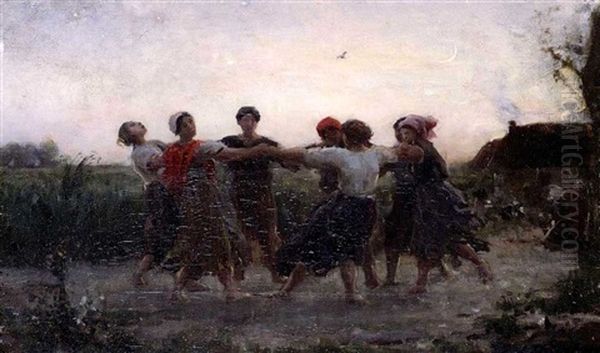 Ronde De La Saint-jean, A Courrieres Oil Painting by Jules Breton