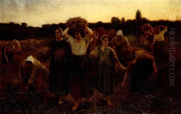 Le Rappel Des Glaneuses Oil Painting by Jules Breton