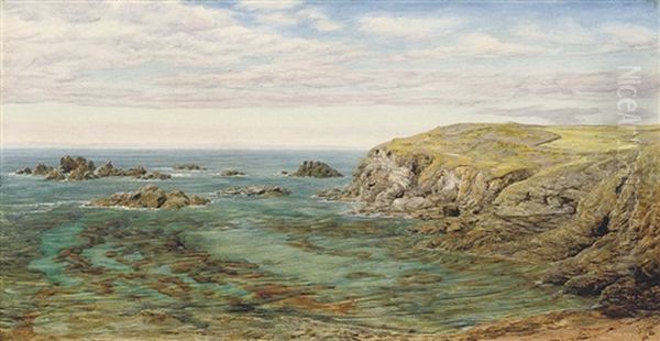 Polpeer Cove, The Lizard, Cornwall Oil Painting by John Brett