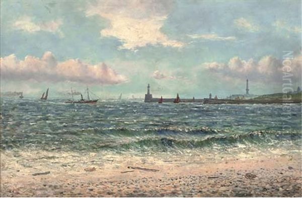 Steaming Into Leith Oil Painting by John Brett