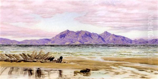 Clear Autumn Air, The Ayrshire Coast Looking Towards Arran Oil Painting by John Brett