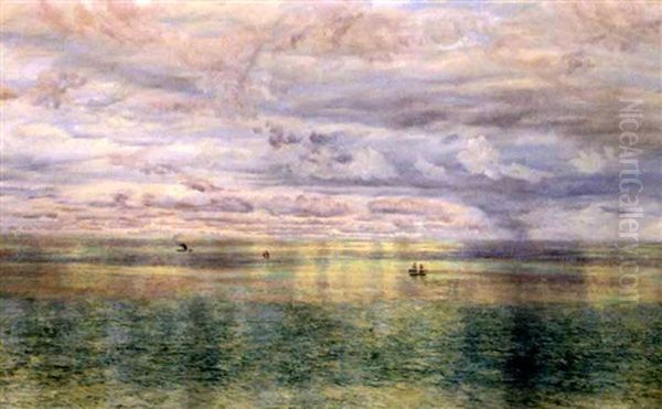 The Sicilian Sea, From The Taormina Cliffs Oil Painting by John Brett