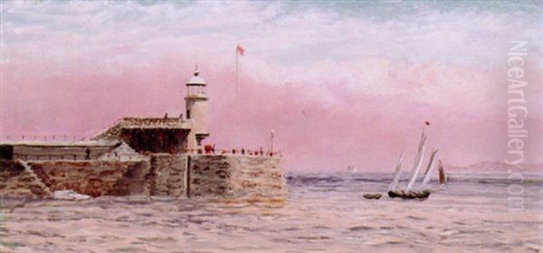 Off The Pier Oil Painting by John Brett