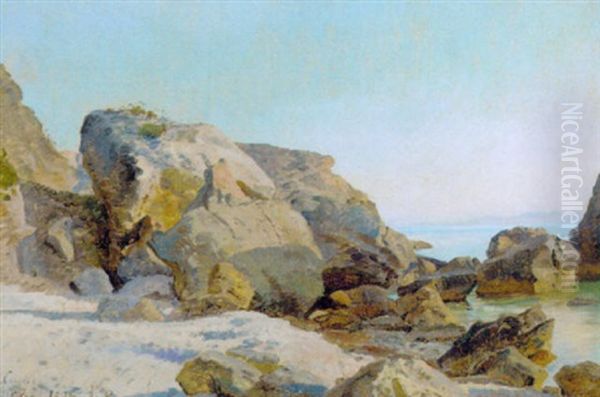 The Coast Of Capri Oil Painting by John Brett