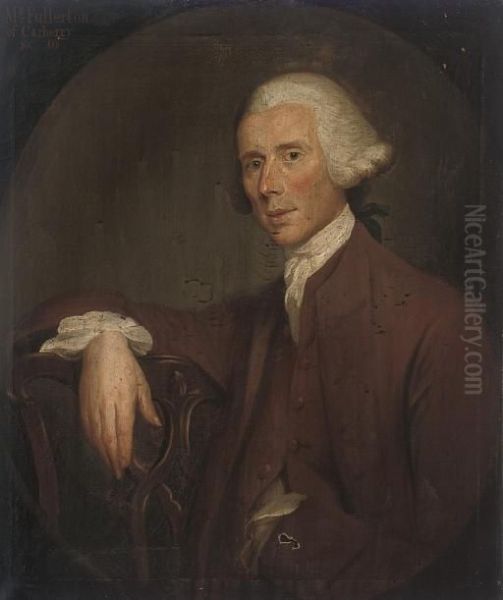 Portrait Of Mr Fullerton Of Carberry, Half-length, Seated, In A Brown Coat And Waistcoat, In A Feigned Oval Oil Painting by David Allan