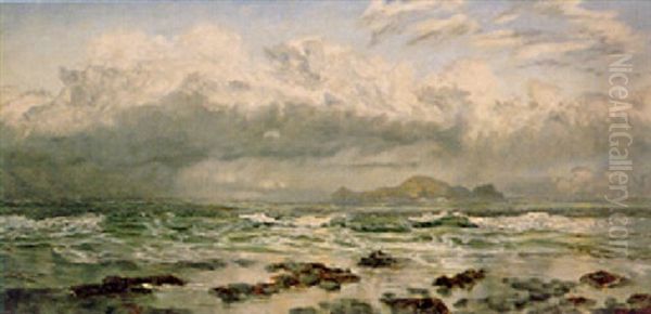 Trevone Bay; North-westerly Showers Oil Painting by John Brett