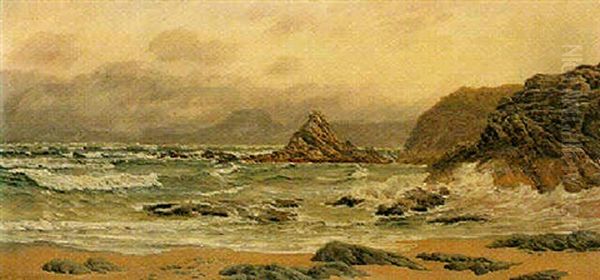 Aberporth Looking West Oil Painting by John Brett