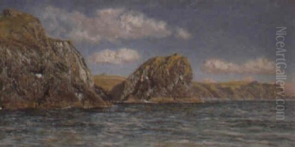 'the Lion', A Coastal Landscape (cornwall?) Oil Painting by John Brett