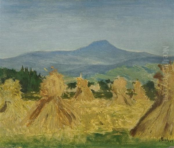 Kornfeld Im Siebengebirge Oil Painting by Julius Bretz