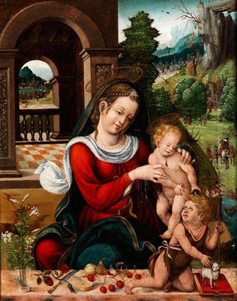 Madonna Mit Dem Jesuskind Und Dem Johannesknaben Oil Painting by Joerg Breu the Elder