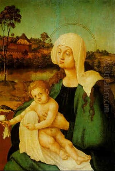 The Virgin And Child In A Landscape Oil Painting by Joerg Breu the Elder