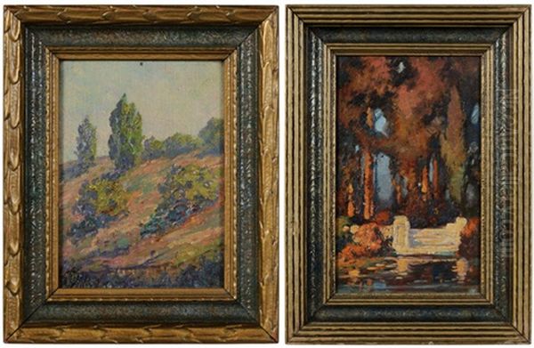 Untitled (hillside) (+ Untitled (garden At Sunset), Various Sizes; Set Of 2) Oil Painting by Henry Joseph Breuer