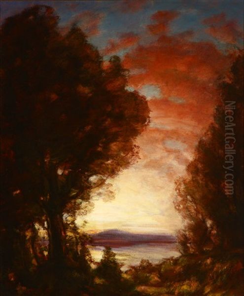 Atmospheric Landscape Oil Painting by Henry Joseph Breuer