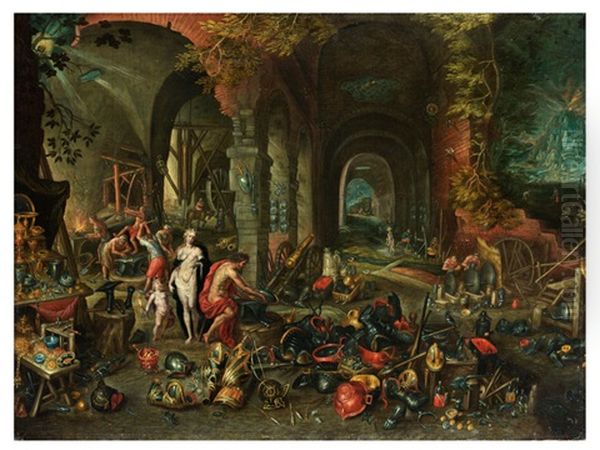 Venus Und Armor In Der Werkstatt Des Vulkan Oil Painting by Jan Breughel II