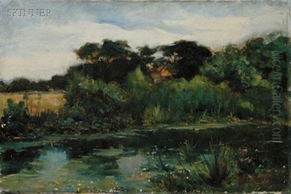 Spring Pond (view Of Long Island, New York?) Oil Painting by Hugo Breul