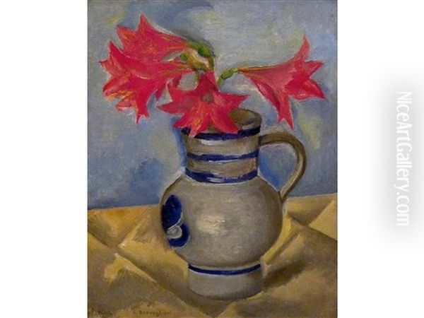 Vaso Di Fiori Oil Painting by Cesare Breveglieri