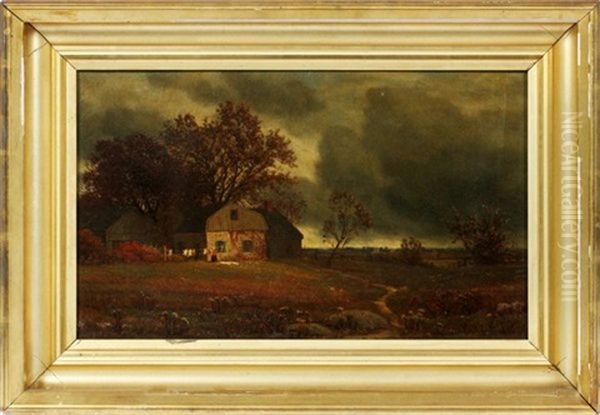 Farm Landscape Oil Painting by James Renwick Brevoort