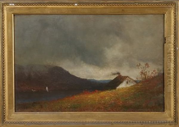 Gathering Storm On The Hudson Oil Painting by James Renwick Brevoort